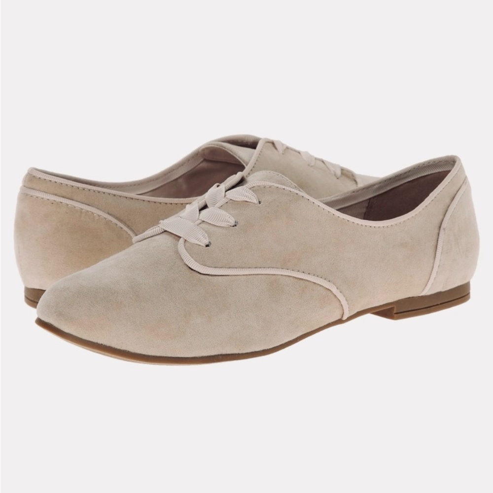 Aldo Beige Suede Lace-Up Flats